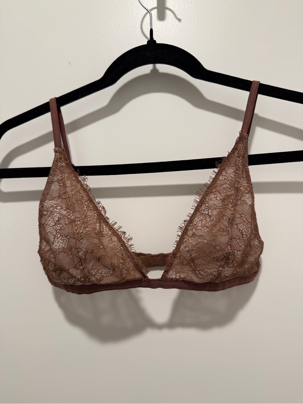La Perla Sheer Lace Triangle Bralette in Brown